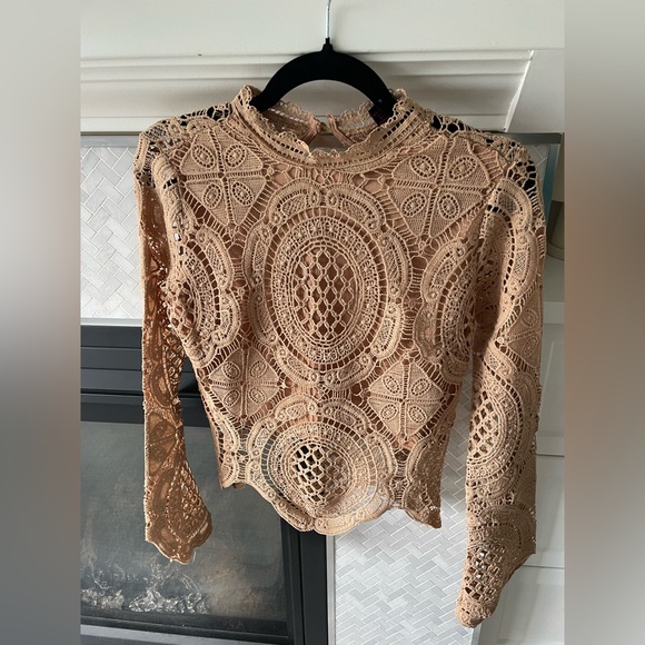 It’s Pink beige crocheted blouse - Picture 1 of 4